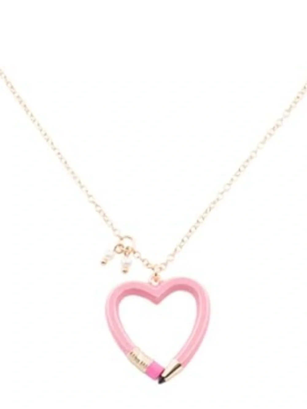 NWT•Betsey Johnson Pink Pencil Heart Shaped Necklace